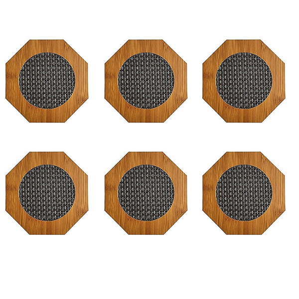 A Set of 6 Wood Coaster cup mat L2012019