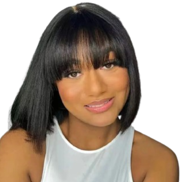 Brazilian Hair Fringe Wig With Lace Scalp