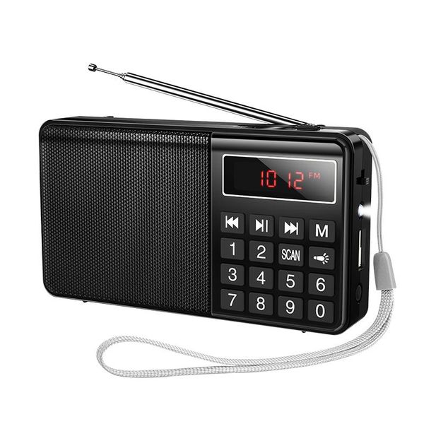 Portable AM/FM Bluetooth Radio with USB, TF Card, LED Flashlight