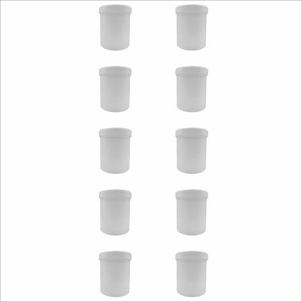 10 Pack 500g White Plastic Tubs with Lids - Durable, Leak-Proof Storage