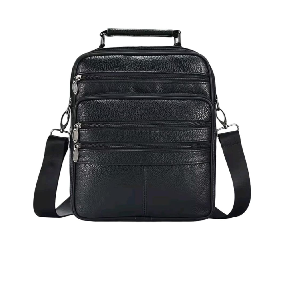 Genuine Thin Cowhide Cross Bag - Multi-Pocket Travel & Everyday Leather Bag