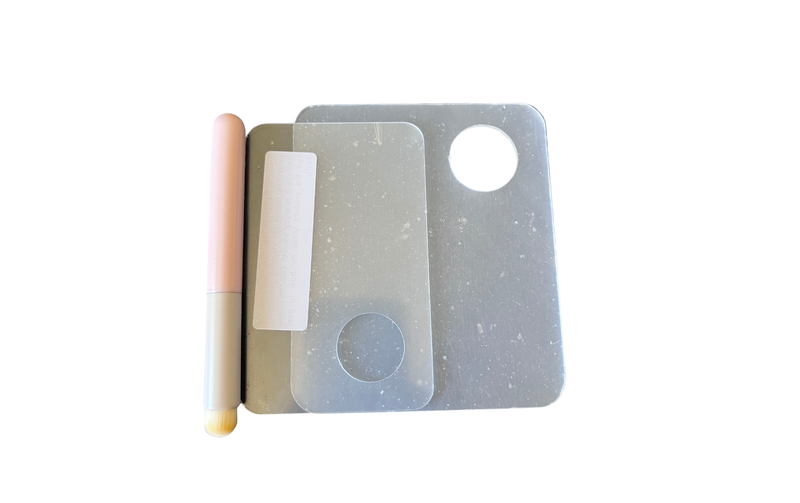 Transparent Acrylic Palette Set Medium &amp; Small with Foundation Brush