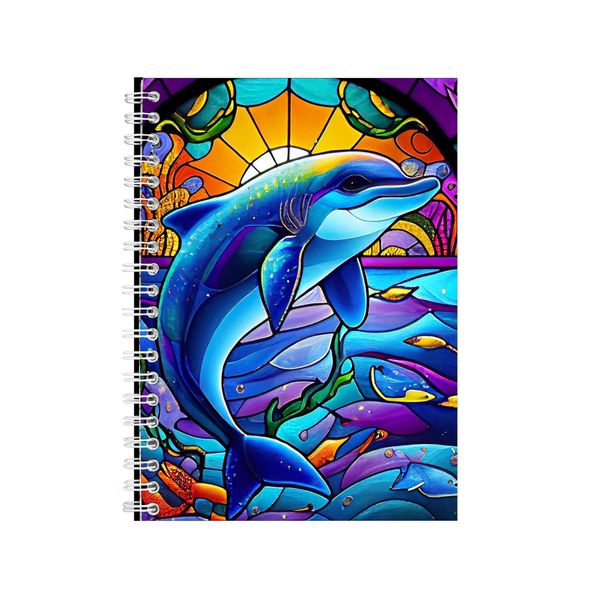 Blue Dolphin Stained Glass Notebook Animal Gift Idea A4 Notepad Pad 89