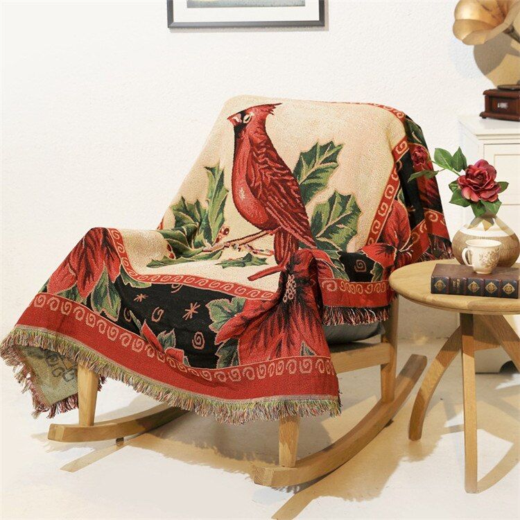 Bird Floral Couch Sofa Covers for Living Room Knitted Throw Blanket
