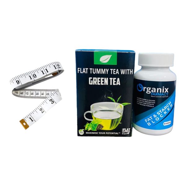 Fat &amp; Starch Blocker 60 Capsules With Flat Tummy Tea and Body Tape