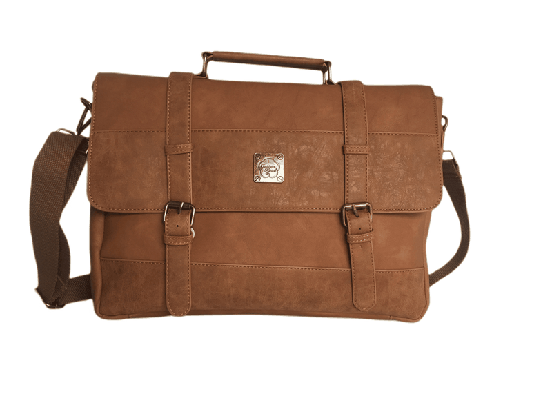 Cotton Road- Laptop Bag With Double Buckles-Brown