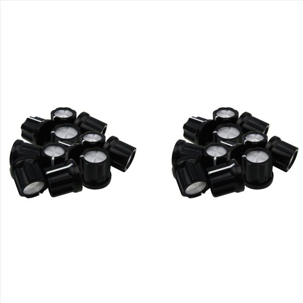 0Degree Guitar D-Type Shaft Potentiometer Pots Knobs Black Pack Of 12