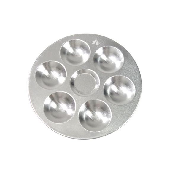 Round Shape Aluminium Watercolours Paint Mixing Palette Tray - 6 Well