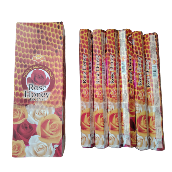 SAC Rose Honey Incense Sticks (6 Packs of 20 Sticks Each)