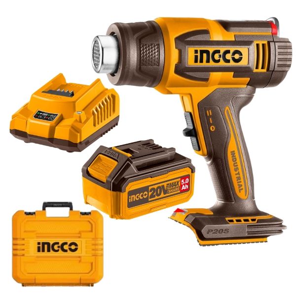 Ingco - Cordless Industrial Heat Gun With 5.0Ah Battery and Charger