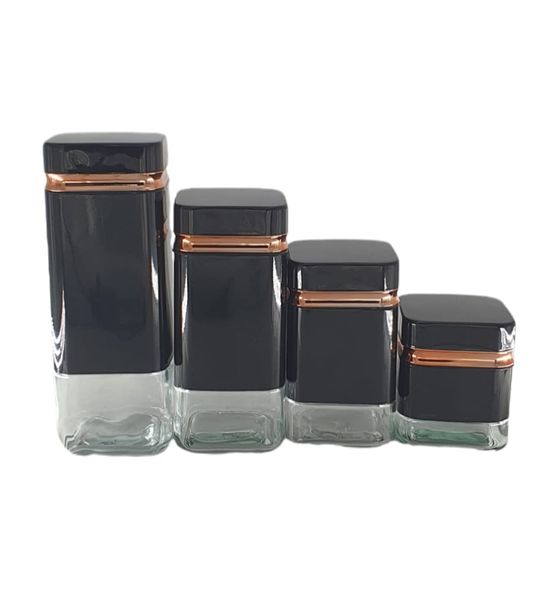 Dream World 4 piece Canister Set With Airtight Lid - Grey