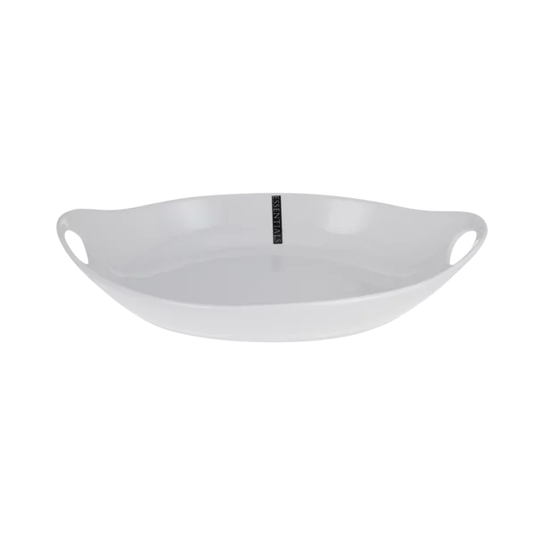 White Oval Serving Bowl With Handles