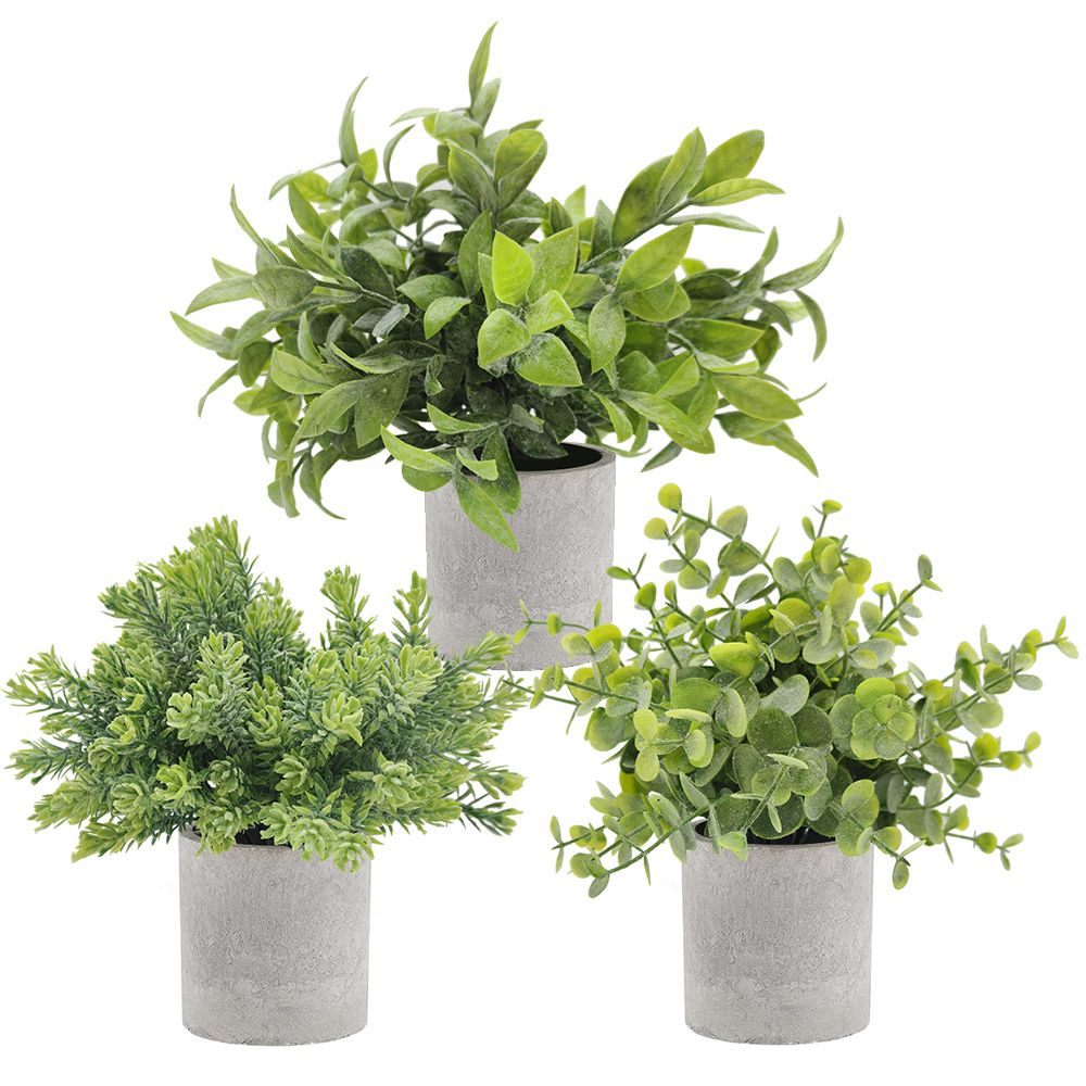 Chenshia Mini Office Plant Set 3 Premium Faux Botanicals -Work & Home Décor