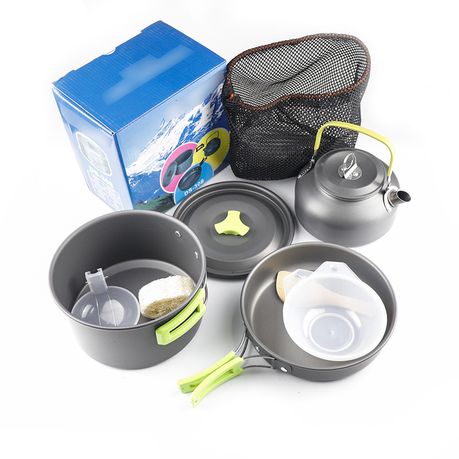 Stainless Steel Pot Pan Kettle Set,Camping Cookware Mess Kit For Outdoor Image