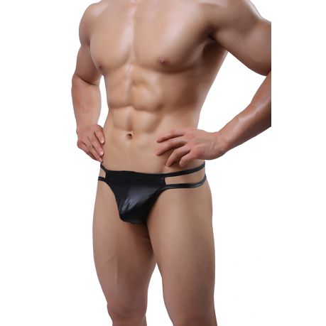 Men's T-Back Thongs Bikini Briefs Strappy Underwear G-String Pack