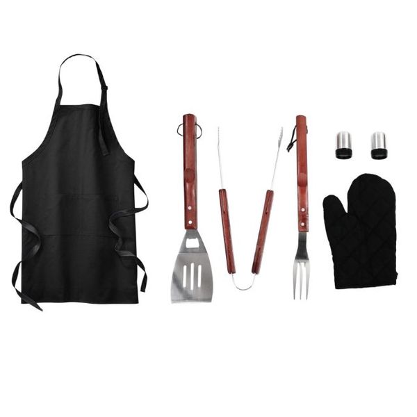 Synergy360 Braai Tool Set - 6pc Steel Kit with Apron &amp; Accessories