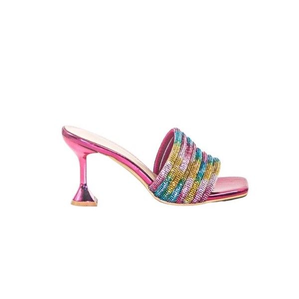 Missy Missi - Rainbow Rhinestone Sandals With Pyramid Heel | Shop Today ...