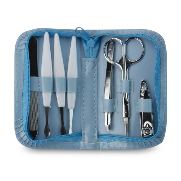 Nail Manicure Set - Zip Case - Stainless Steel - Silver - 7 Piece
