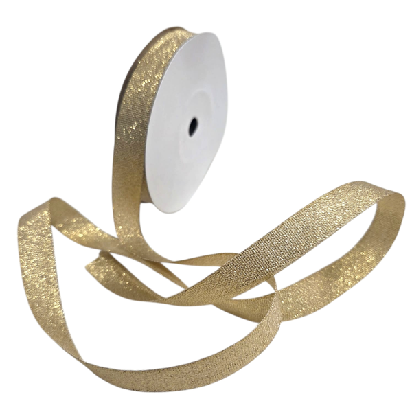 Gold Glitter Petersham Ribbon 15mm x 20m - Craft &amp; Gift Ribbon