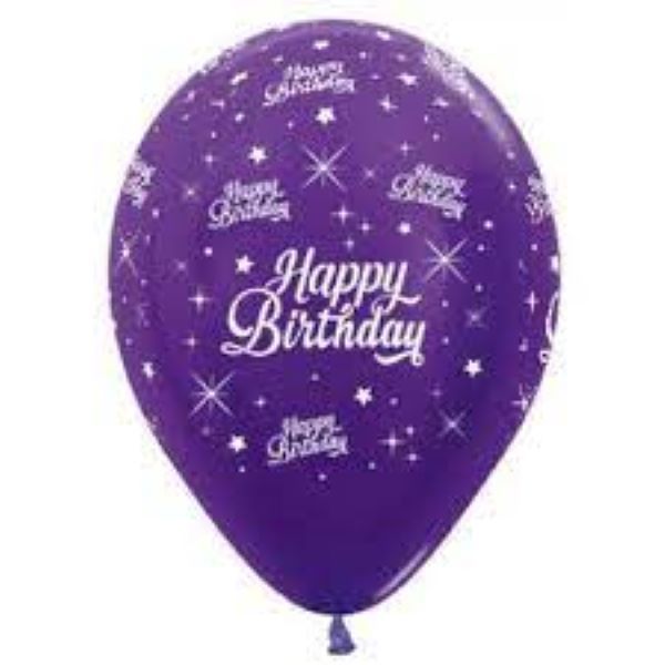 Happy Birthday Balloon - 10 Piece - Purple