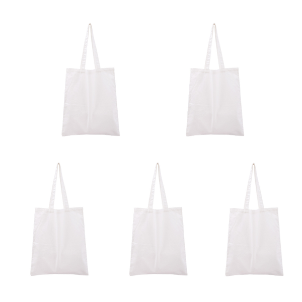 Plain White Canvas Tote Bag - Sublimation Ready - 34cm x 38cm - Pack of 5