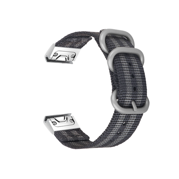 Quick Release Nylon Band Strap Garmin Fenix 6X/5X/3 26mm Black Grey