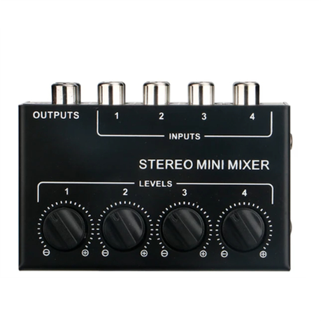 4 Channels Passive Stereo Mixer Mini Audio Mixer for Live Studio Image