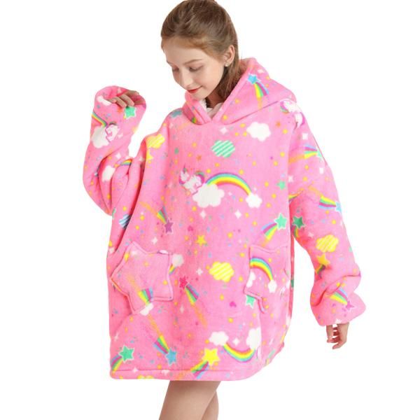 Iconix Kids Pink Sky Unicorn Oversized Plush Blanket Hoodie