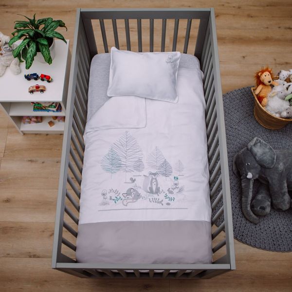 Babes &amp; Kids - Woodlands Duvet Cover Set - Grey - Egyptian Cotton