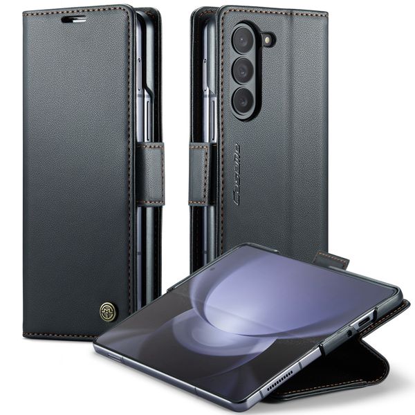 Leather Case Compatible with Samsung Galaxy Z Fold 5 Anti RFID Cover Luxury