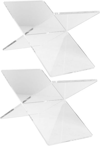 2pcs Acrylic X-Shaped Book Stand Book Holder for Bedroom Display Bookshelf