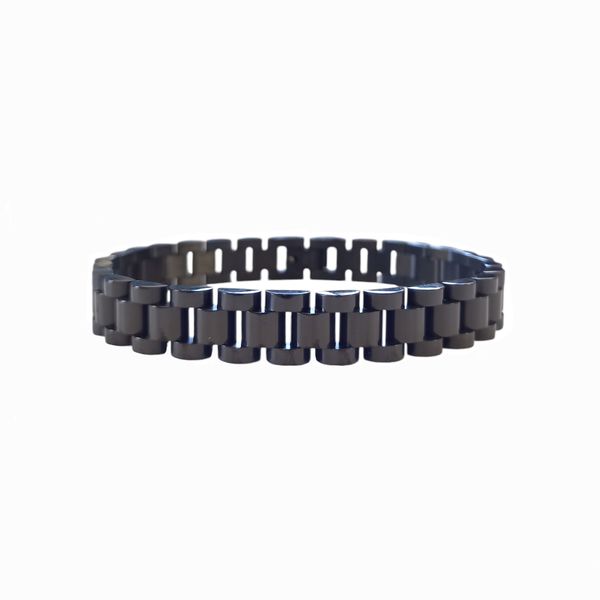 Men Black Stainless Steel Link Bracelet
