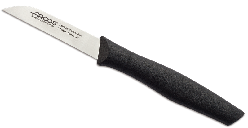 Paring Knife 80mm Plain Black Handle - Arcos 1800 Series