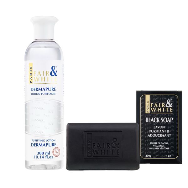 F&amp;W Original Black Soap 200g with F&amp;W Dermapure Purifying Lotion 300ml