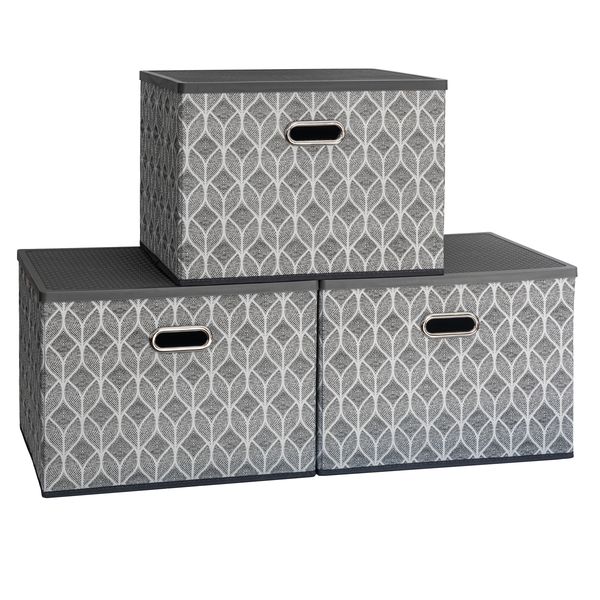 Creative Deco DAMASK Premium Storage Boxes with Lids - SET OF 3