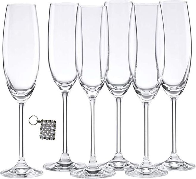 Set of 6 Champagne Glasses -Elegant Stemware for Celebrations&amp; A Key Holder