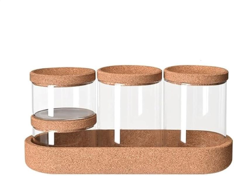 Apothecary Glass Jars with Lids and Tray