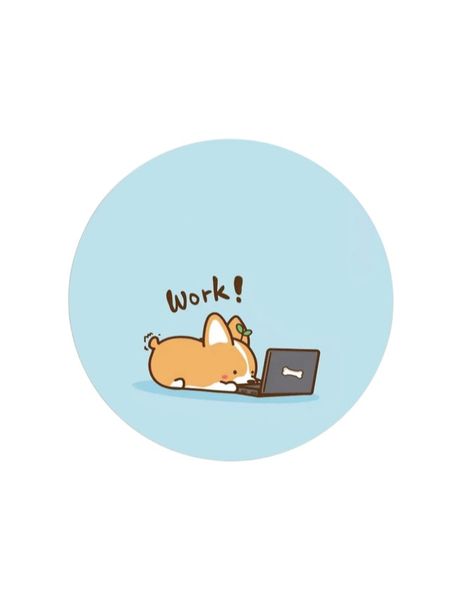 1 Piece - Playful Dog Design Mini Round Mouse Pad - Blue