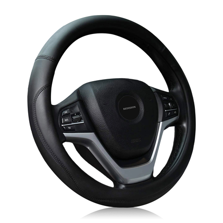 Durable Leather Car Steering Wheel Cover - Universal Car Accessory -15"