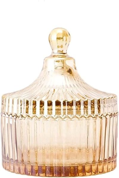 Crystal Glass Amber Luxury Jar