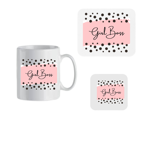 Mug, Coaster and Mouse Pad Combo - Girl Boss