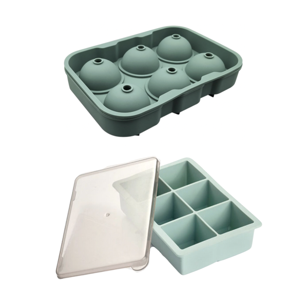 6 Large Silicone Sphere Ice Moulds &amp; 6 Large Silicone Cube Ice Moulds