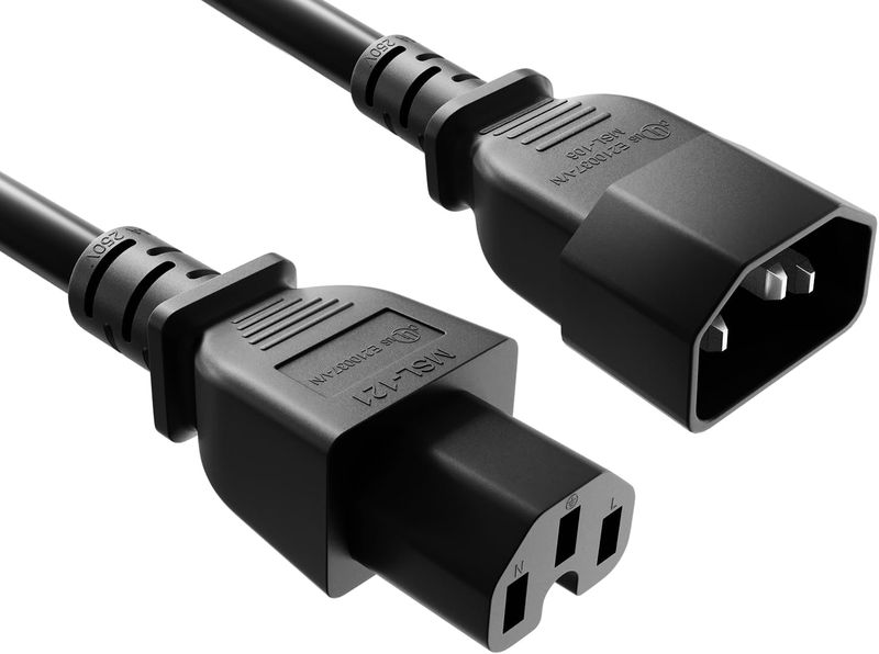 SlingTech IEC-C14 Male To IEC-C15 Female Power Cable - 1.8m