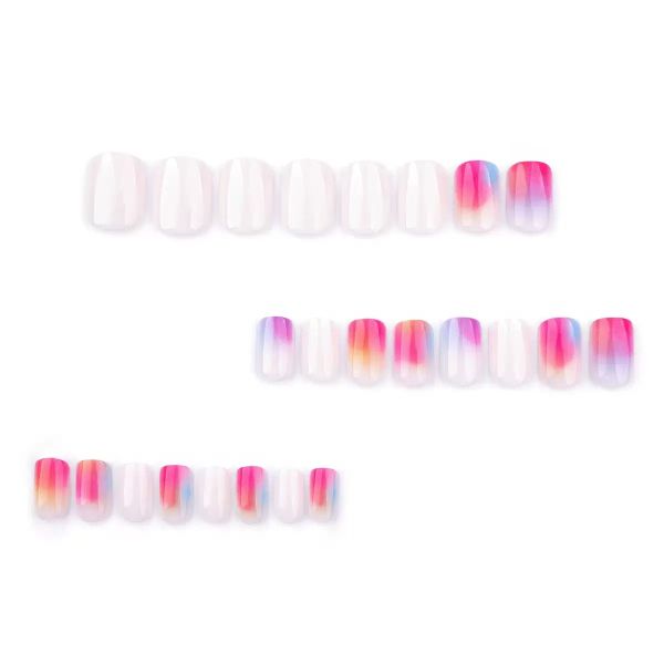 Fall Press On Nails Extra Short Square Colorful White Cute Fake Nails