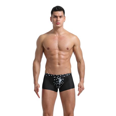 Men Black Faux Leather See Through Sexy Mesh Boxer Brief Trunk Underwear, Shop Today. Get it Tomorrow!