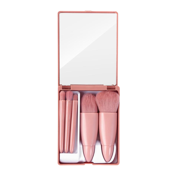 5 Piece Portable Mini Hot Travel Size Makeup Brush Set With Mirror