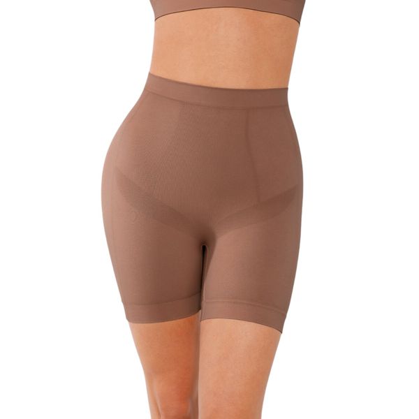 Pear Shapewear Seamless Mid-Waist Smoothing Shorts - Light Brown