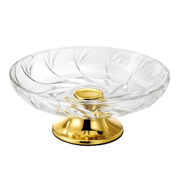 Beautiful Glass Bowl with Gold Base-24.5cm- Elegant Serving Bowl Stand