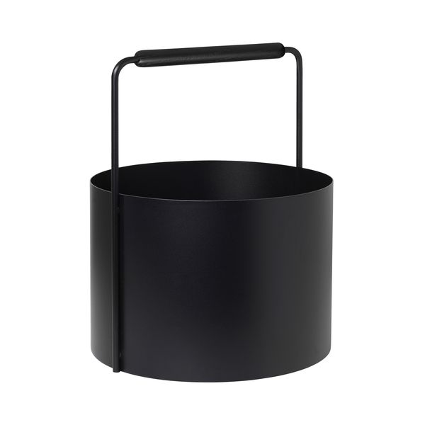 Blomus Firewood Basket: Black Steel/Oak Wood Handles: ASHI blomus, Germany