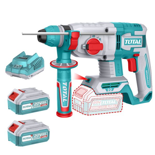 Total Tools 20V Lithium-ion Rotary Hammer with 2 Batteries and Charger